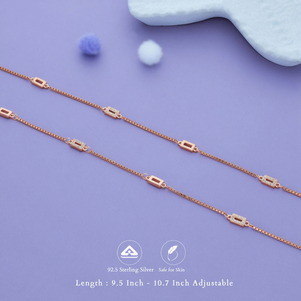 Multi-Geometric 925 Silver Anklet