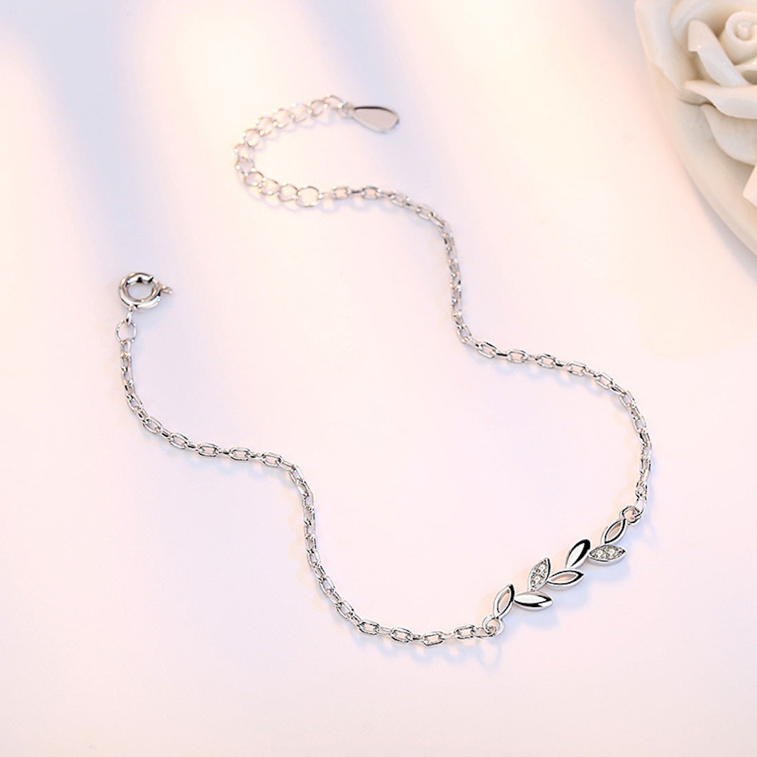 Sleek Silver Plated Leaf Bracelet