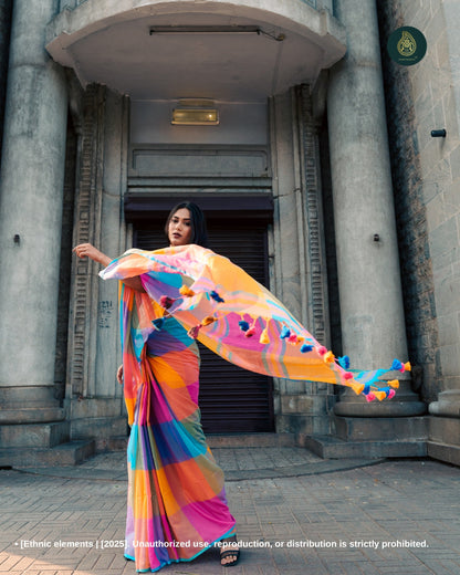 Woven Mul Cotton Handloom Saree - Designer Symphony Of Checks