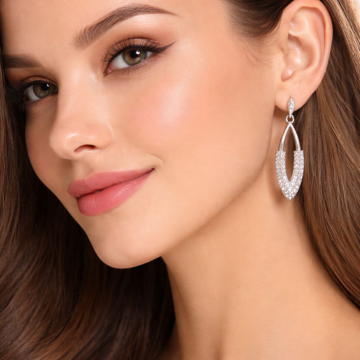 Silver Bloom Shine Drop Earrings