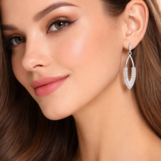 Silver Bloom Shine Drop Earrings