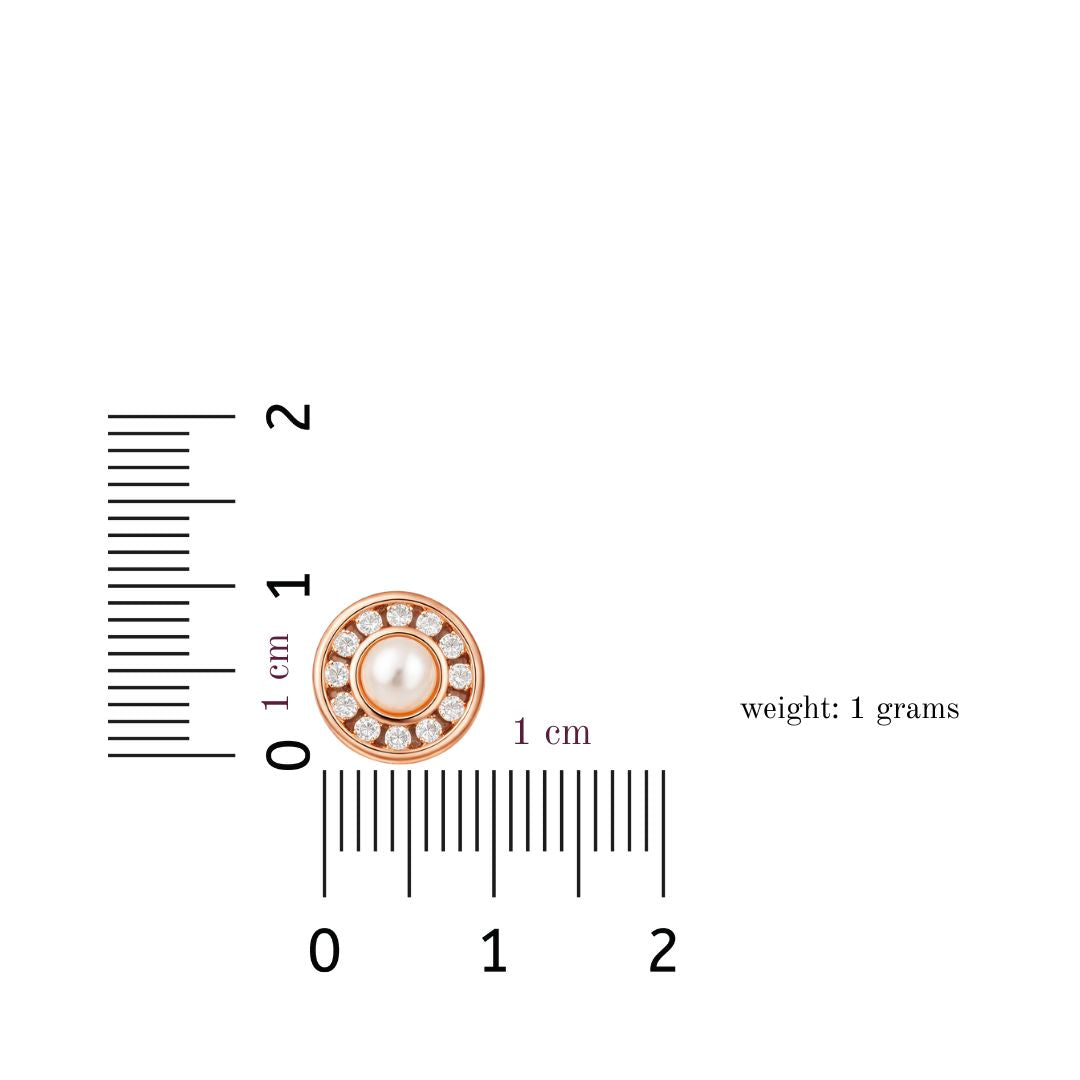 Rose Gold Pearl Round Stud Earrings