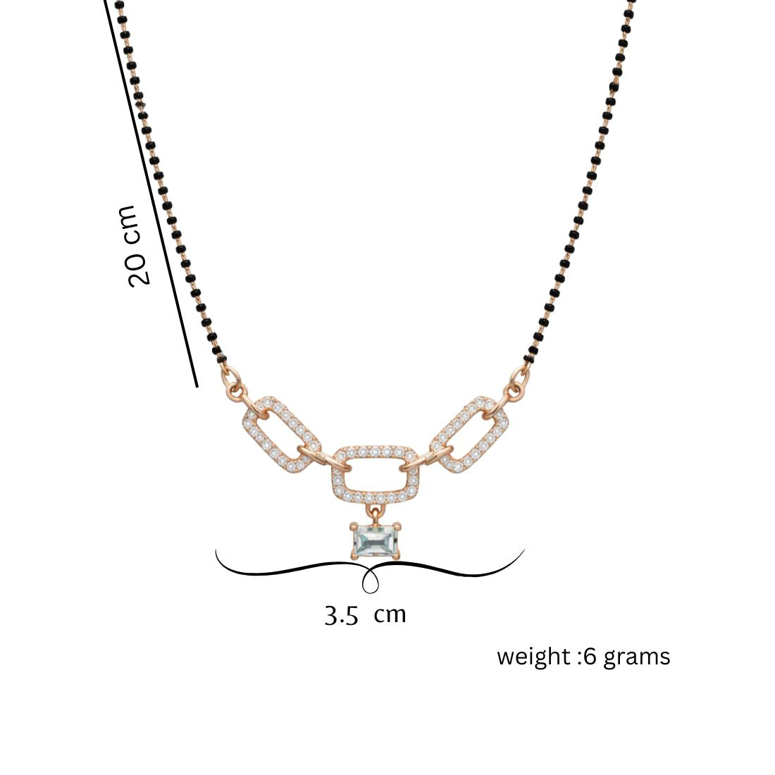 Rose Gold Mangalsutra With Black Bead Chain