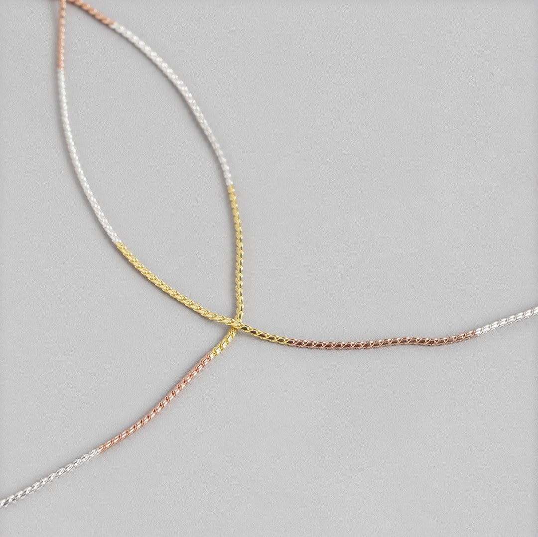 Triple Tone Classic 925 Sterling Silver Rope Chain Anklet