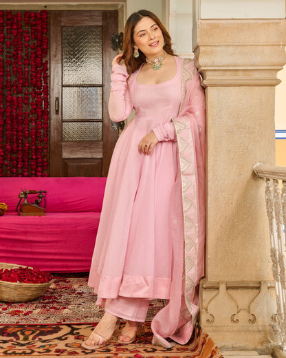 Magnolia Light Pink Solid Chanderi Suit Set