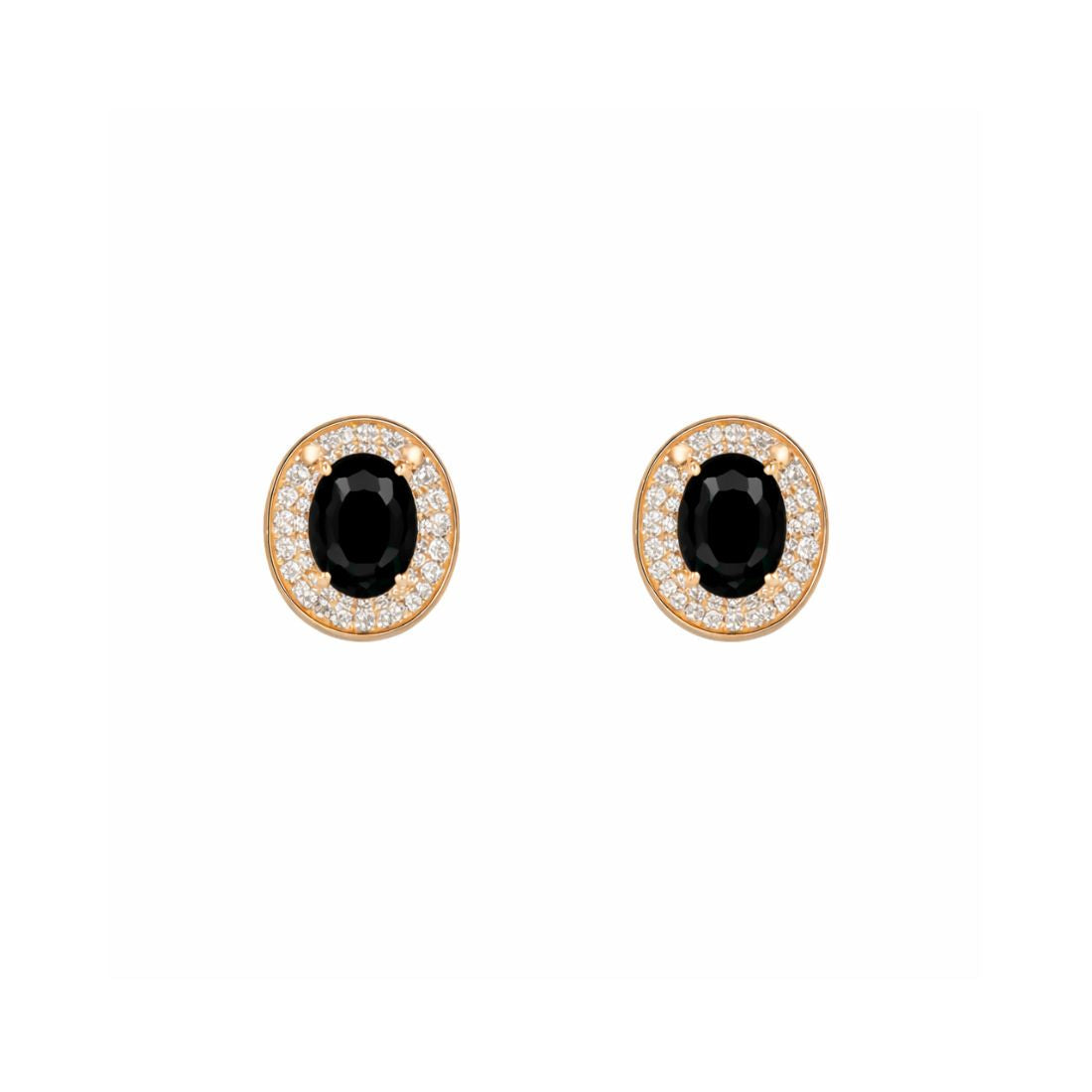 Rose Gold Black Oval Stone Necklace Set for Women And Girls