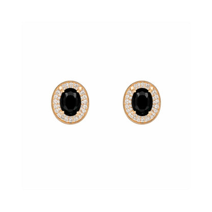 Rose Gold Black Oval Stone Necklace Set for Women And Girls