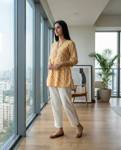 Pastel Hues Yellow Cotton Top