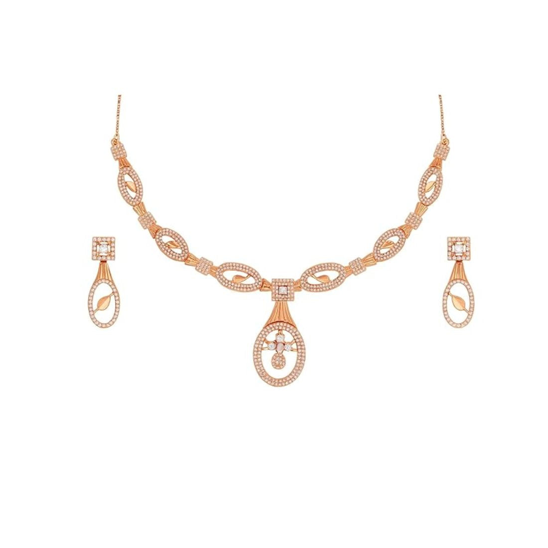 Rose Gold Plated Necklace Set for Women and Girls