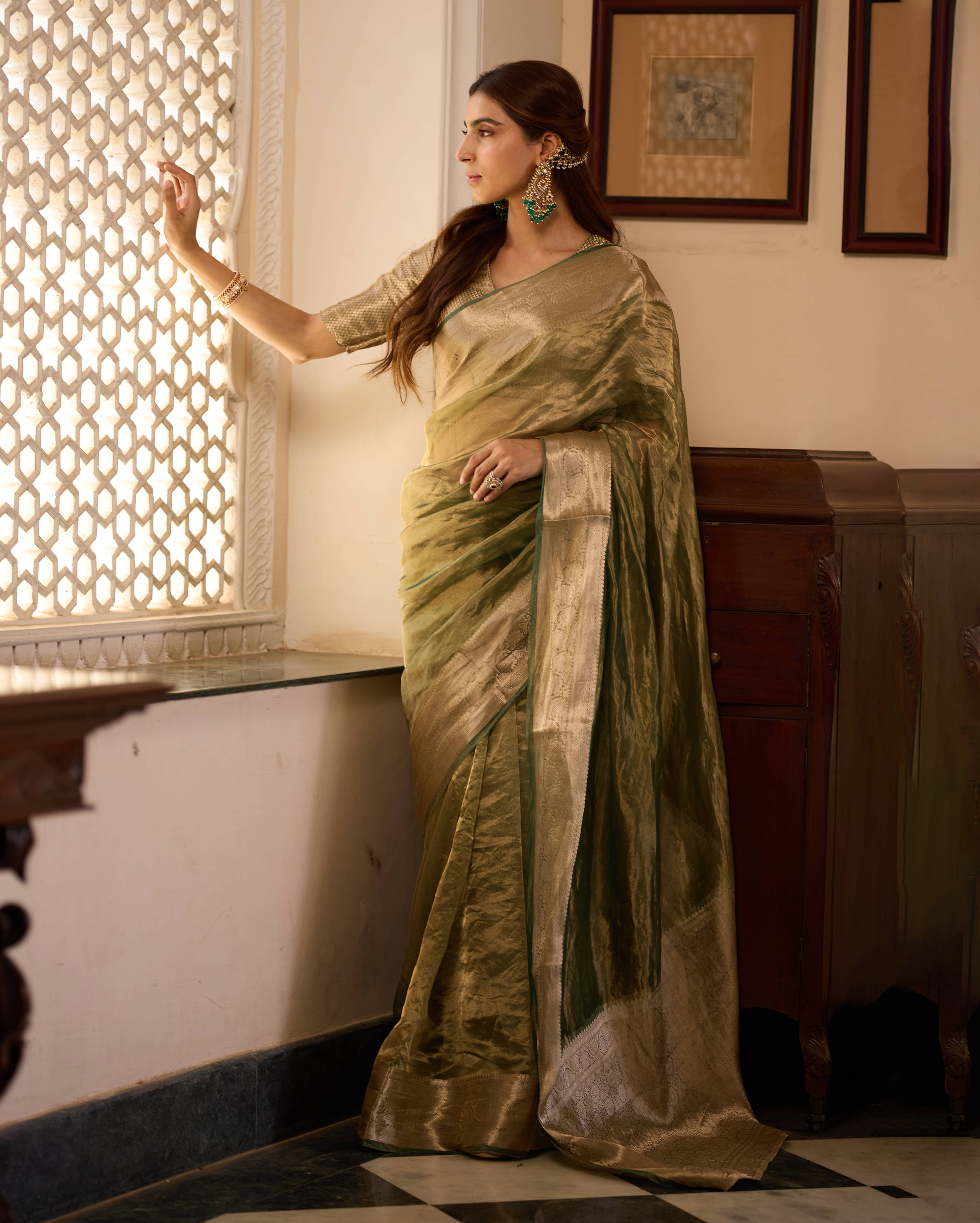 Shashi Green Solid Pure Tissue Saree