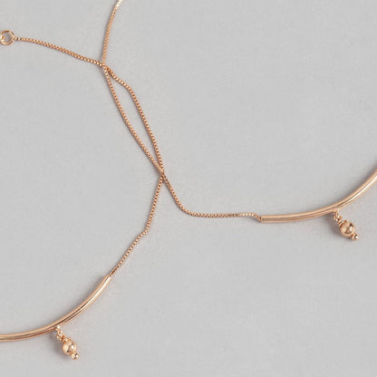 Rose Gold Plated 925 Sterling Silver Drop Chained Anklet