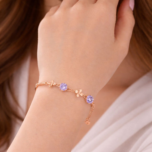 Rose Gold Purple Stone Bracelet