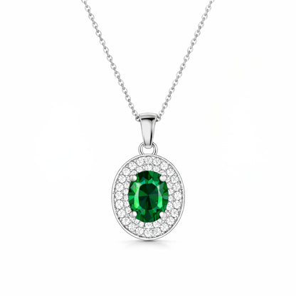 Silver Plated Green Stone Necklace Set