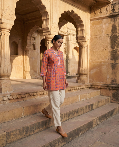 Pastel Hues Orange Cotton Top