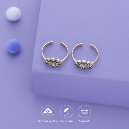 Mini Bloom Oxidized 925 Silver Toering