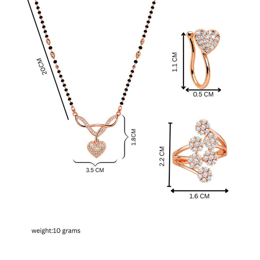 Heart Bling Mangalsutra Combo Set
