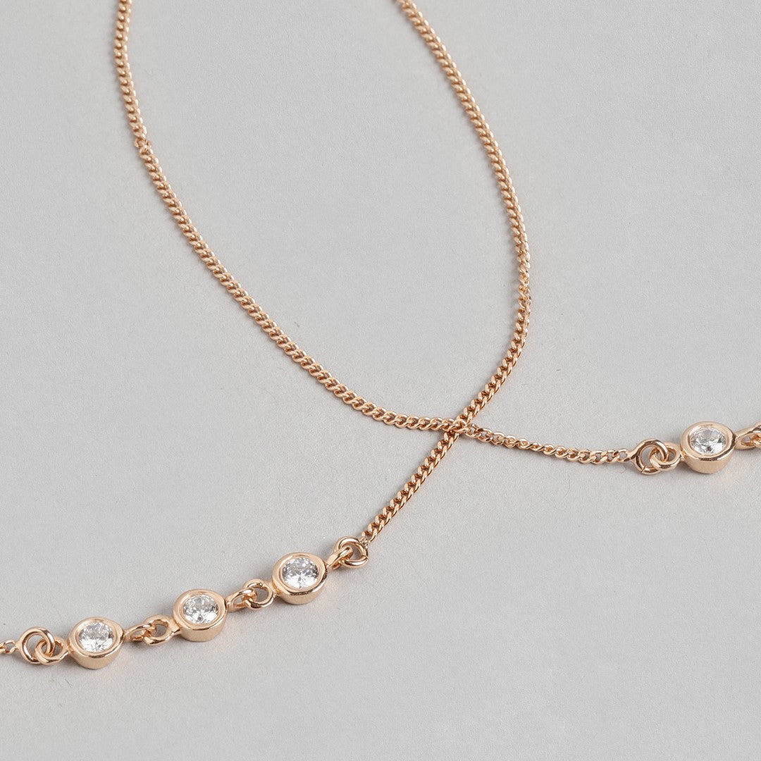 Radiant CZ Rose Gold Whispers 925 Sterling Silver Chain Anklet