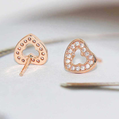 Rose Gold Plated Sparkling Heart Studs