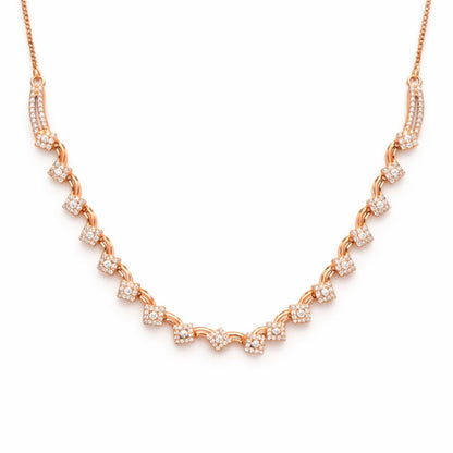 Rose Gold Square Floral Design Necklace Set