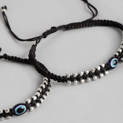 Mystic Ward Evil Eye Rhodium Plated 925 Sterling Silver Thread Anklet