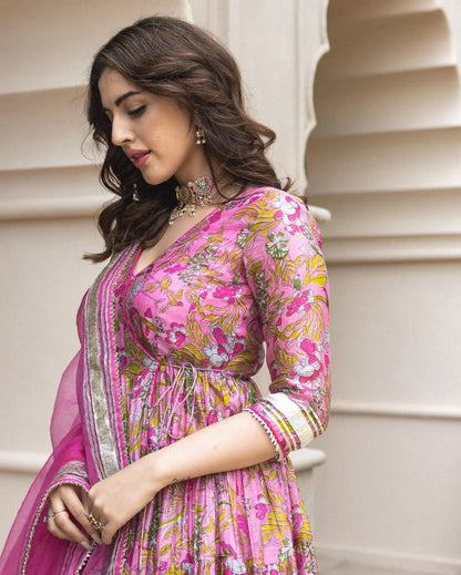 Yelena Chanderi Angrakha Suit Set