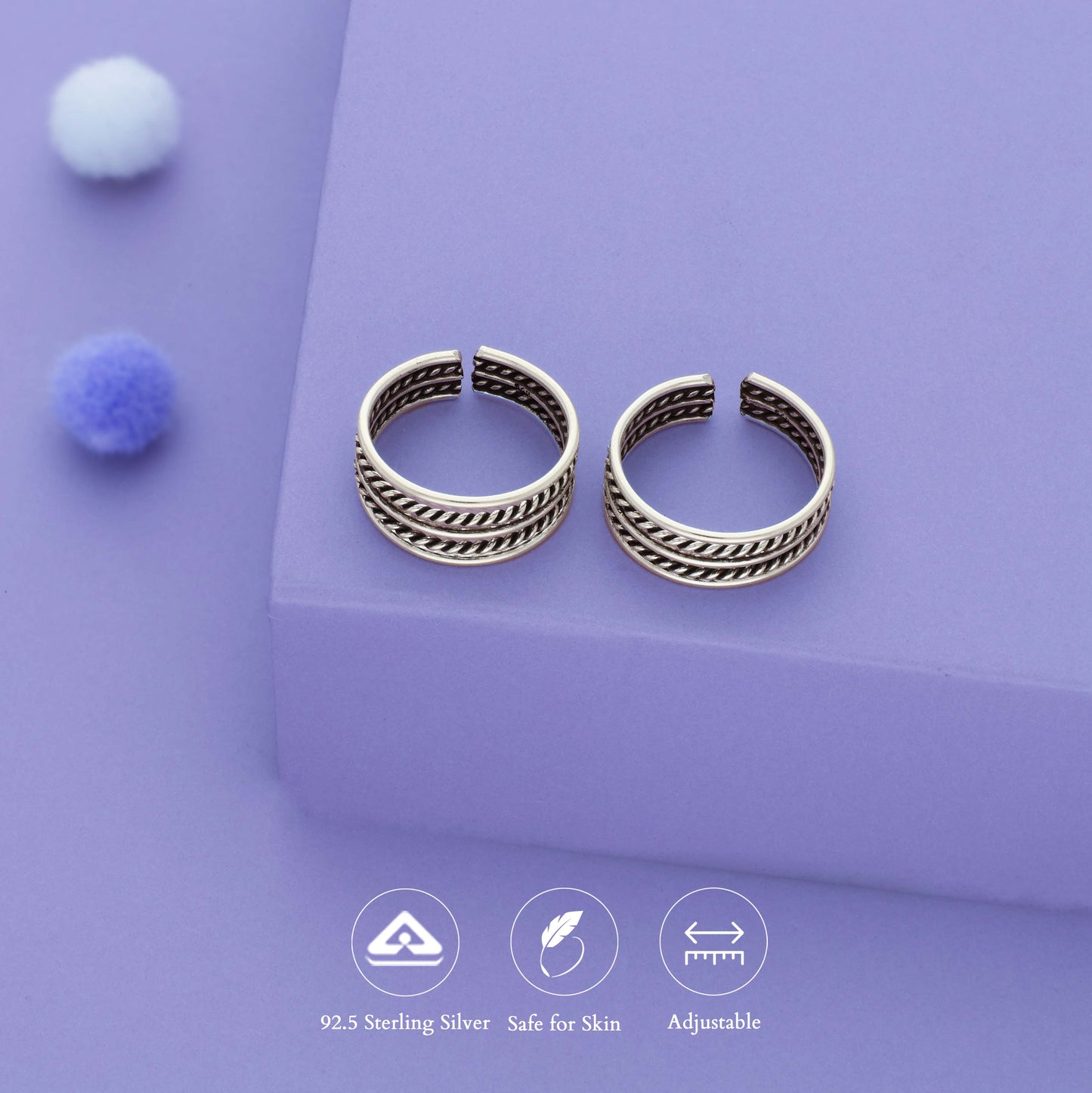 Chunky Twist Oxidized 925 Silver Toering