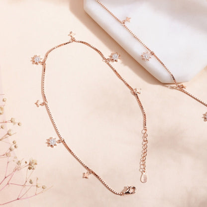 Enchanting Star 925 Silver Anklets In Rose Gold