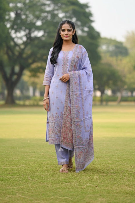 Purple Cotton Kurti With Heavy Embroyidary Work For Women & Girls