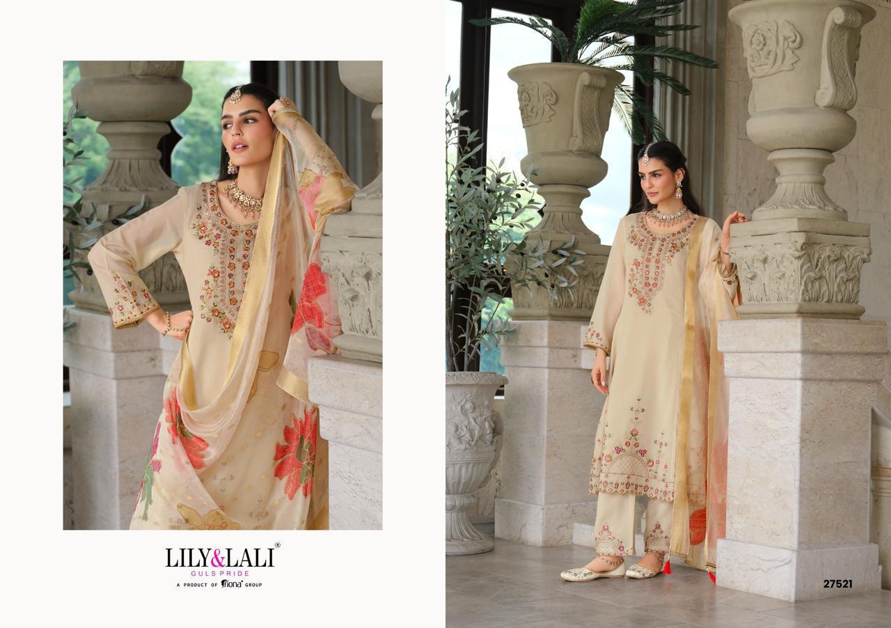 Off White Roman Silk A Line Kurti With Cotton Laning For Women