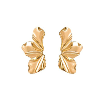 Gold Plated Leaf Pattern Earrings