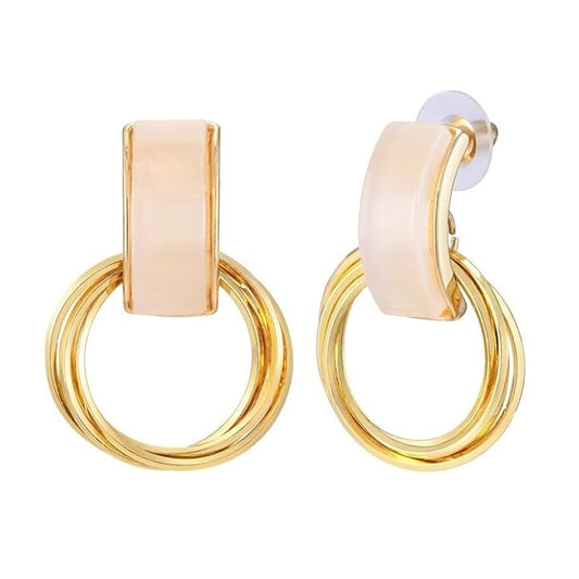 Elegant Gold Circle Earrings with Pearl Accent