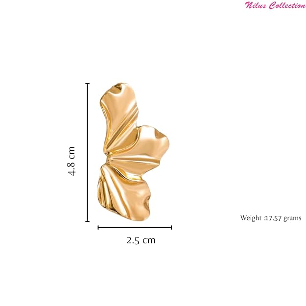 Gold Plated Leaf Pattern Earrings