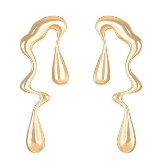 Abstract Drip Design Earrings in Gold Trendy and Modern Look