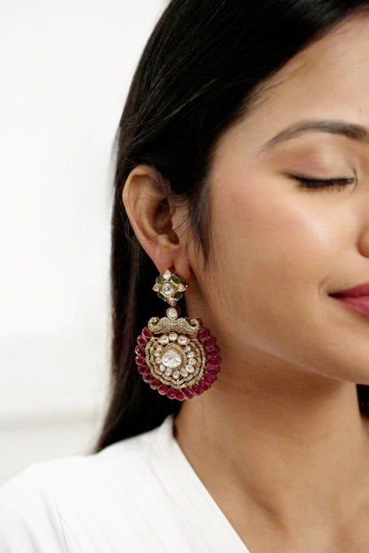 Amoora Indo Western Antique Gold Earrings
