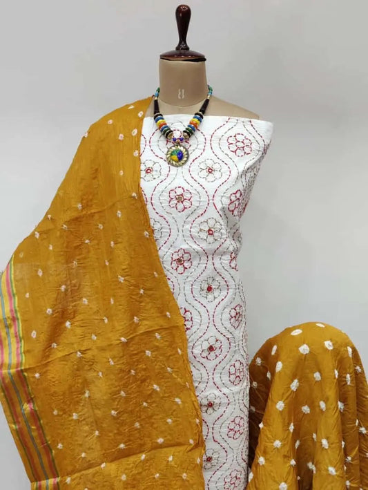 Cotton Thread Embroidery work Bandhani Dress Material - Premium  from Ethenika.com - Just INR 1790! Shop now at Ethenika.com 