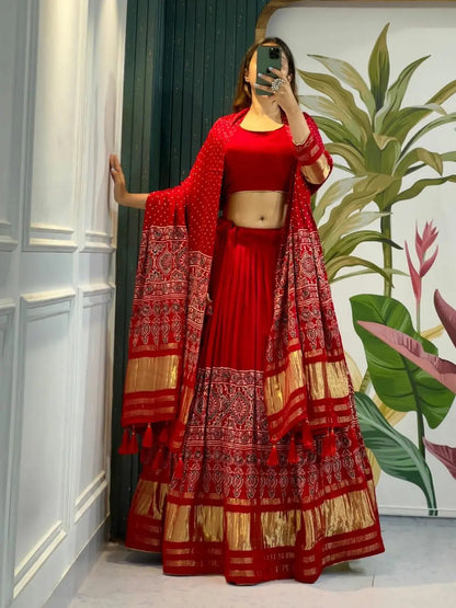 Modal Authentic Hand Blocked Ajrakh work Navratri Special Chaniya Choli - Premium  from Ethenika.com - Just INR 6990! Shop now at Ethenika.com 