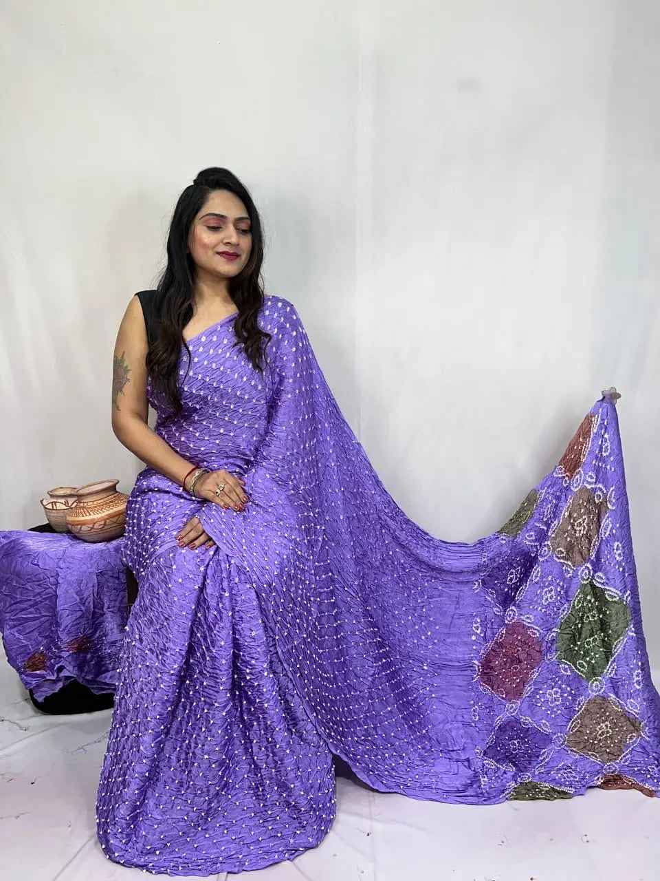 Pure Modal Silk Barik Bandhej Lagdi Pallu Bandhani Saree - Premium  from Ethenika.com  - Just INR 5990! Shop now at Ethenika.com 