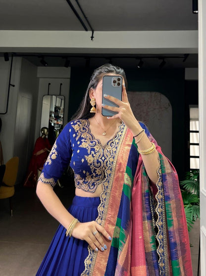 Vachitra Silk Sequence Thread Embroidery Work Designer Lehenga Choli Set