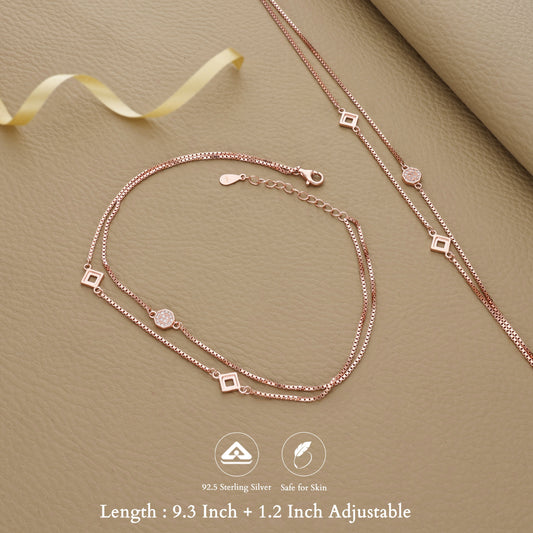 Double Layer Rose Gold Silver Anklet
