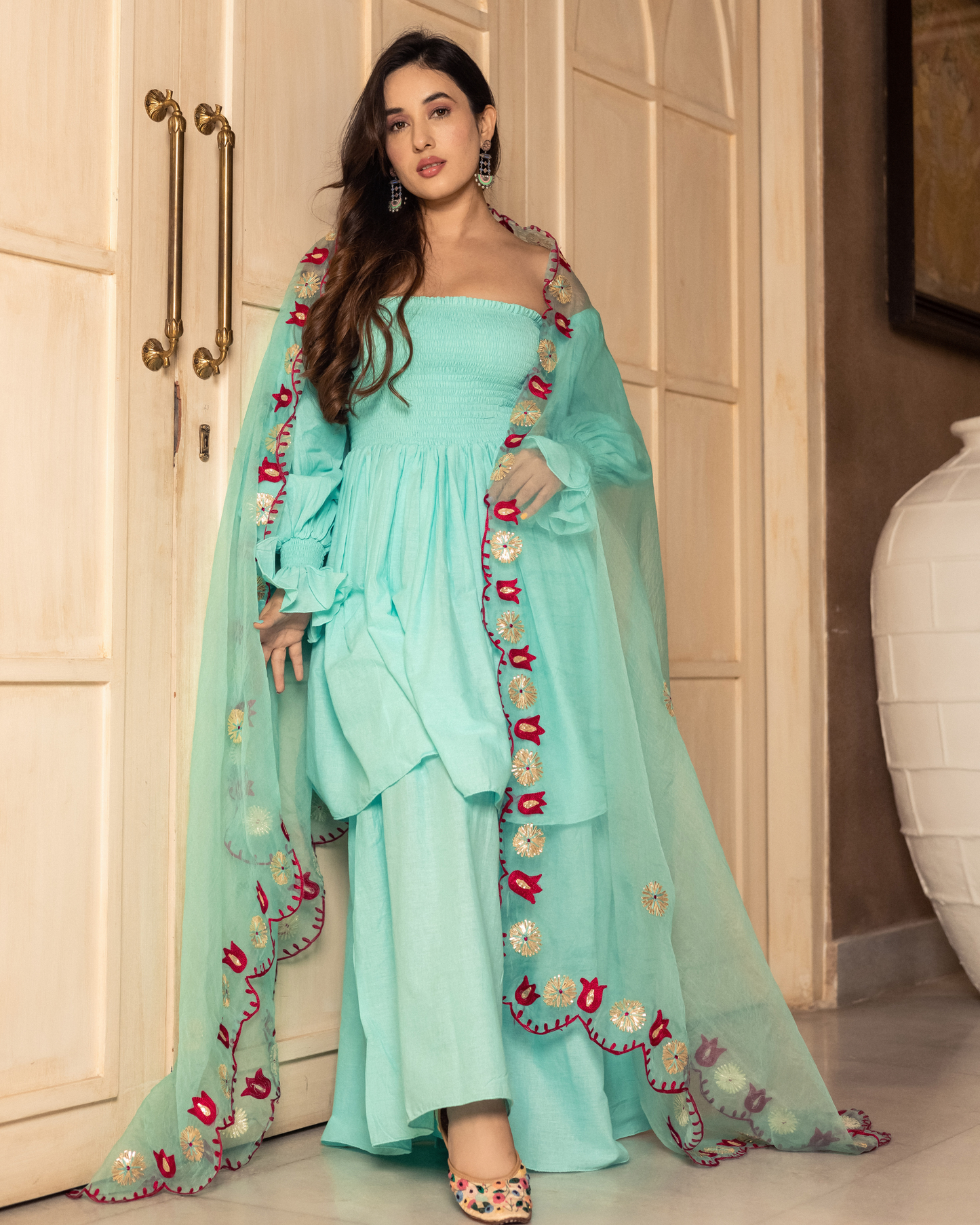 Nilkanta Embroidered Sharara Set
