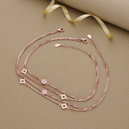 Double Layer Rose Gold Silver Anklet