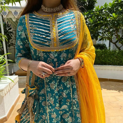 Gotta Work Flair Anarkali Kurti Pant Dupatta Set (Stitched) - Premium  from Ethenika.com - Just INR 1850! Shop now at Ethenika.com 