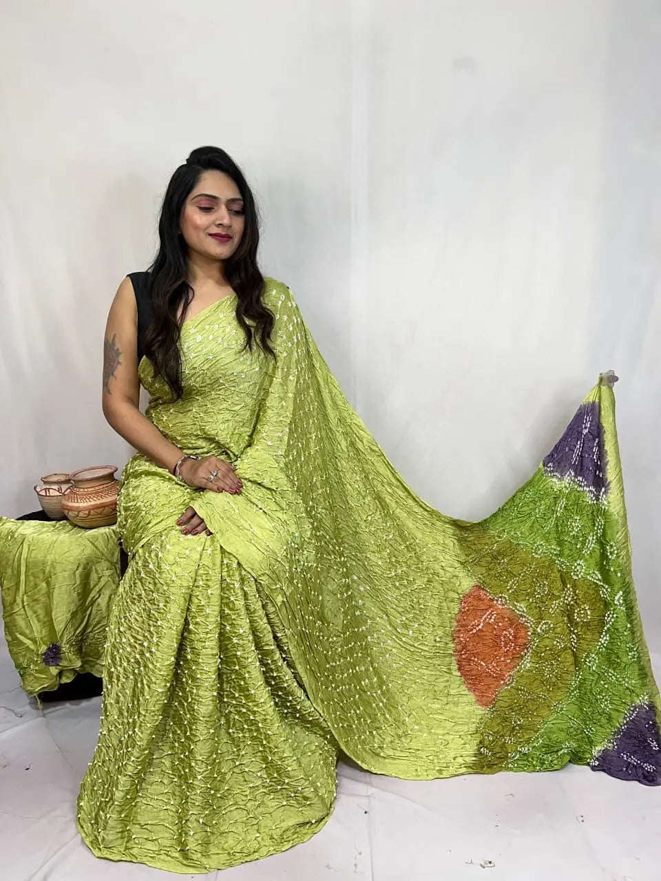 Pure Modal Silk Barik Bandhej Lagdi Pallu Bandhani Saree - Premium  from Ethenika.com  - Just INR 5990! Shop now at Ethenika.com 