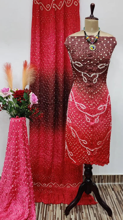 Ghazi Silk Barik Bandhej Kutch Bandhani Dress Material - Premium  from Ethenika.com - Just INR 4990! Shop now at Ethenika.com 