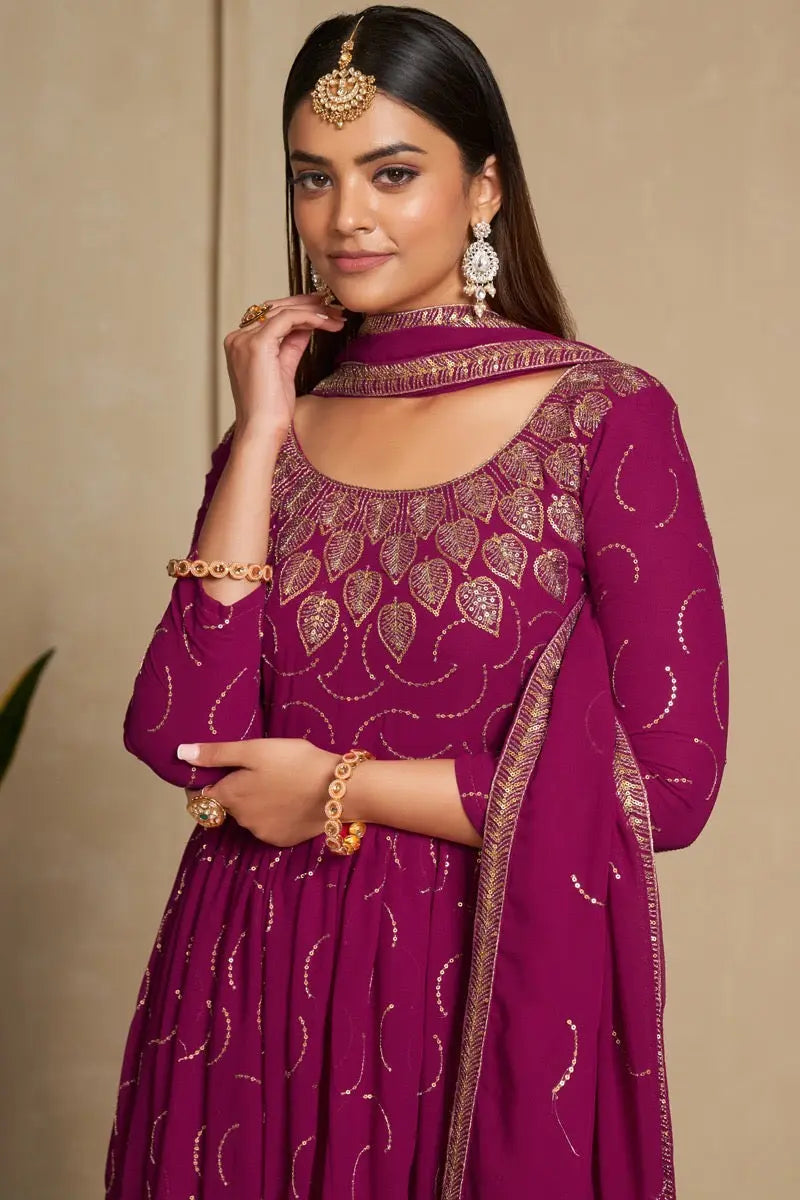 Faux Georgette Sequence Zari Embroidery Work Flair Kurti Dupatta set - Premium  from Ethenika.com - Just INR 4990! Shop now at Ethenika.com 