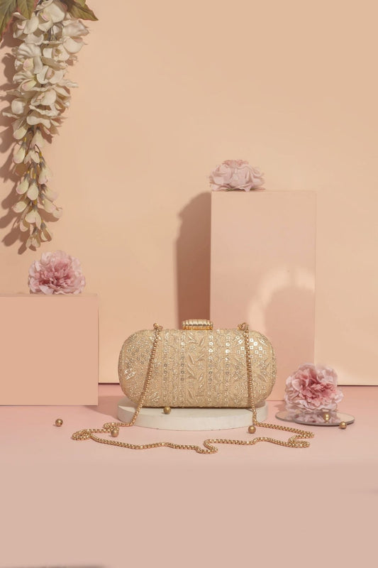 AMYRA - Mirai Embroidered Clutch - Gold