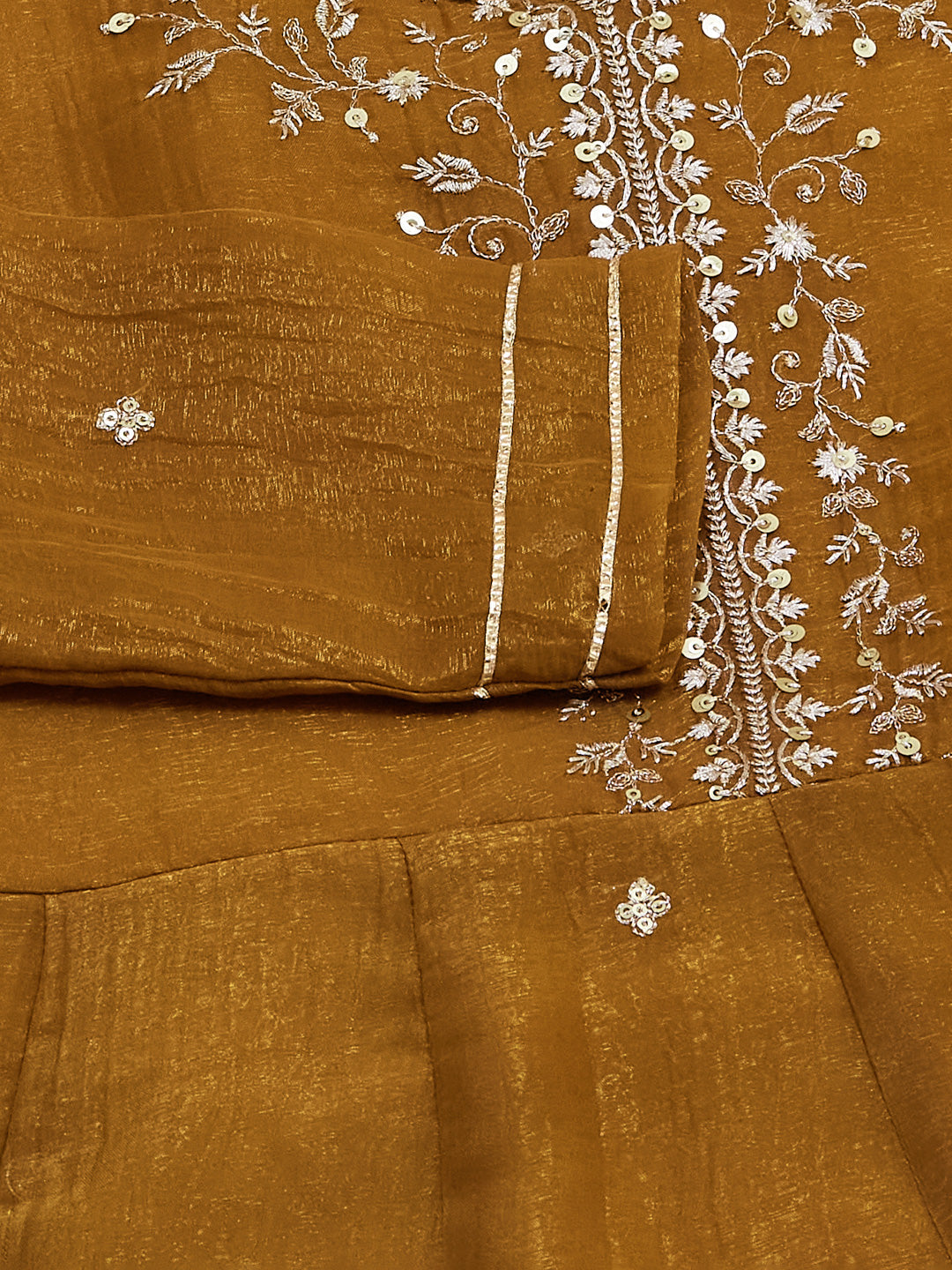 Mustard Silk Embroidered Peplum Kurta with Sharara Set