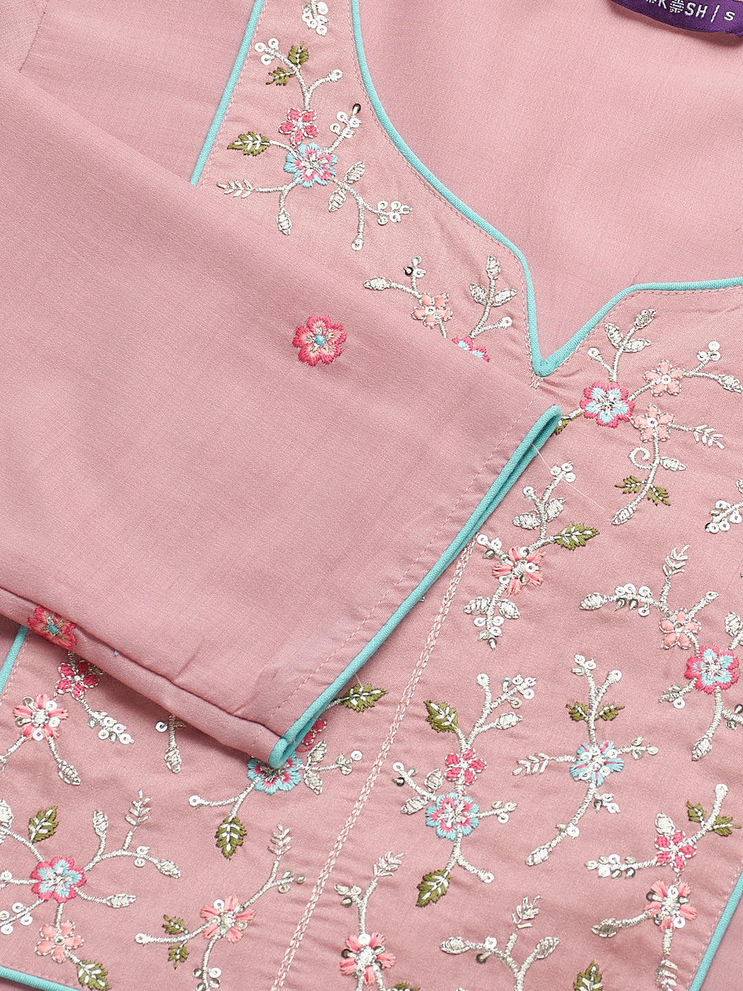 Pink Embroidered Chinon Kurta with Dupatta Set for womens | embroidered kurta set for women | embroidered design view