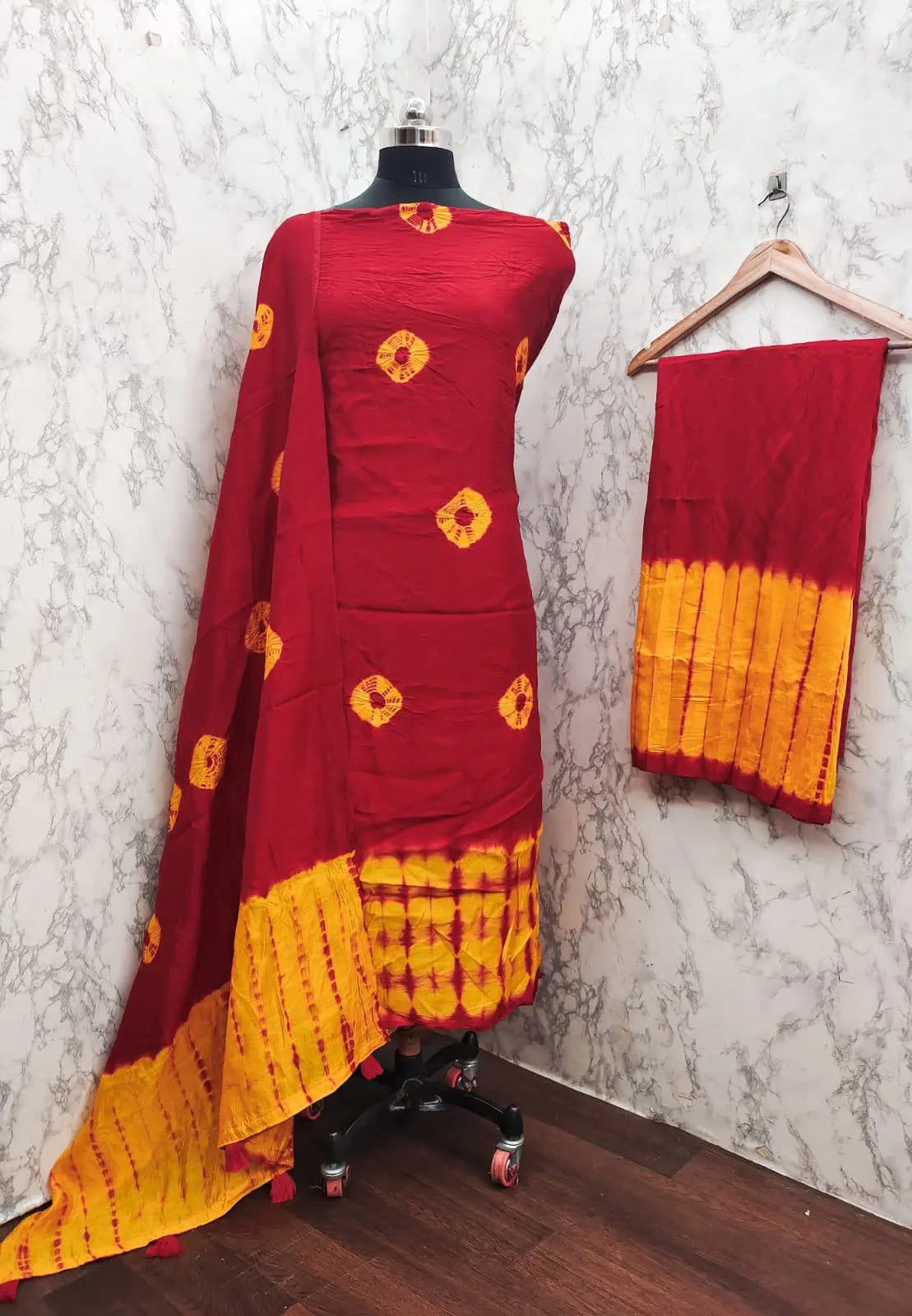 Cotton Shibori Bandhani Work Bandhani Dress Material (Unstitched) - Premium  from Ethenika.com - Just INR 1390! Shop now at Ethenika.com 