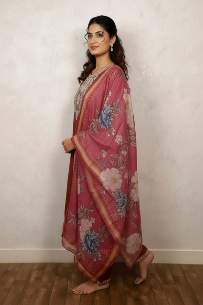Peach Kurti With Digital Floral Print For Women & Girls